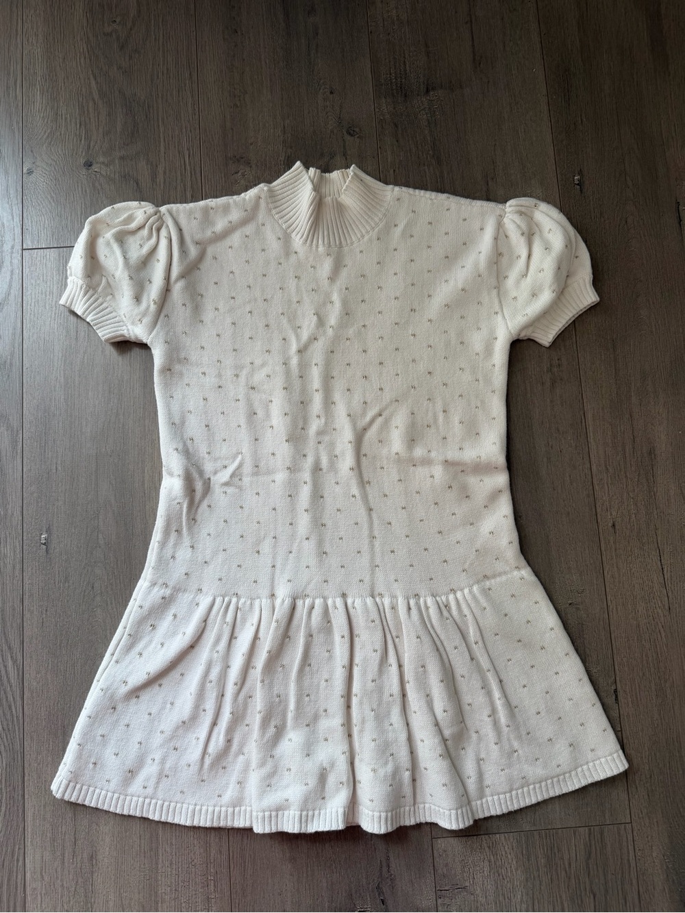 Tea Collection white with gold sparkle sweater dress - size 6
